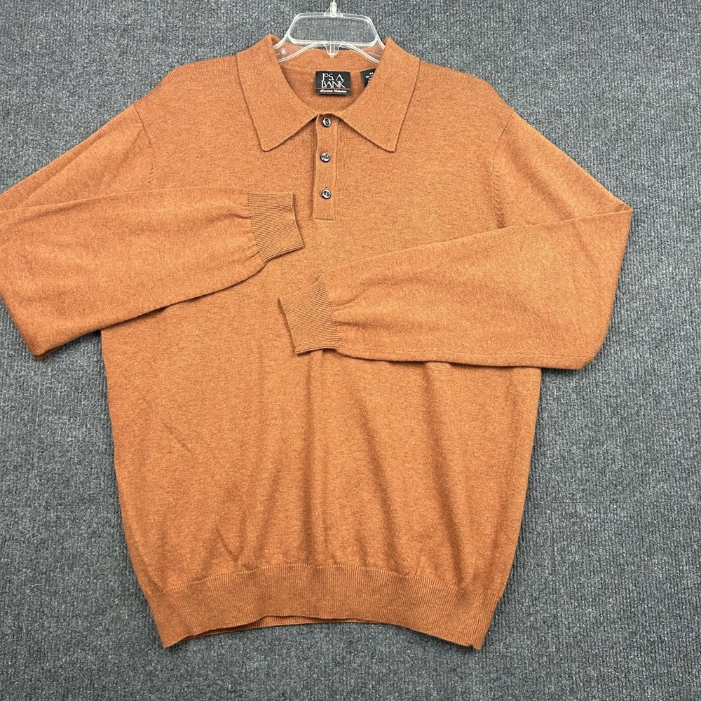 Jos A Bank Men's Sweater Signature Long Sleeve Pullover Burnt‎ Orange Medium